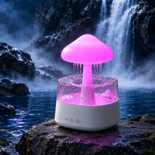 Drop Shipping 7 Color Atmosphere Lamp Essential Oil Humidifier Mushroom Rain Humidifier Mushroom Rain Humidifier